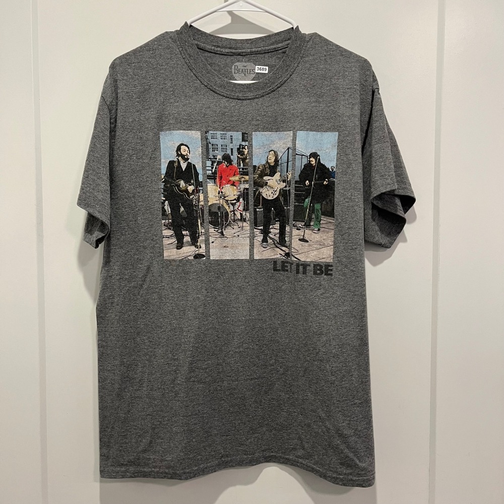 The Beatles Let It Be Graphic T-Shirt Gray Heather Band Tee Large